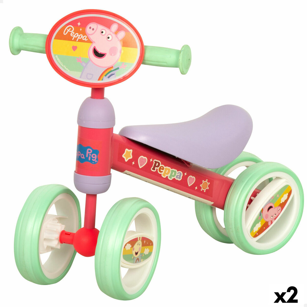 Trehjuling Peppa Pig Multicolour 47 x 37 x 25 cm (2 antal)