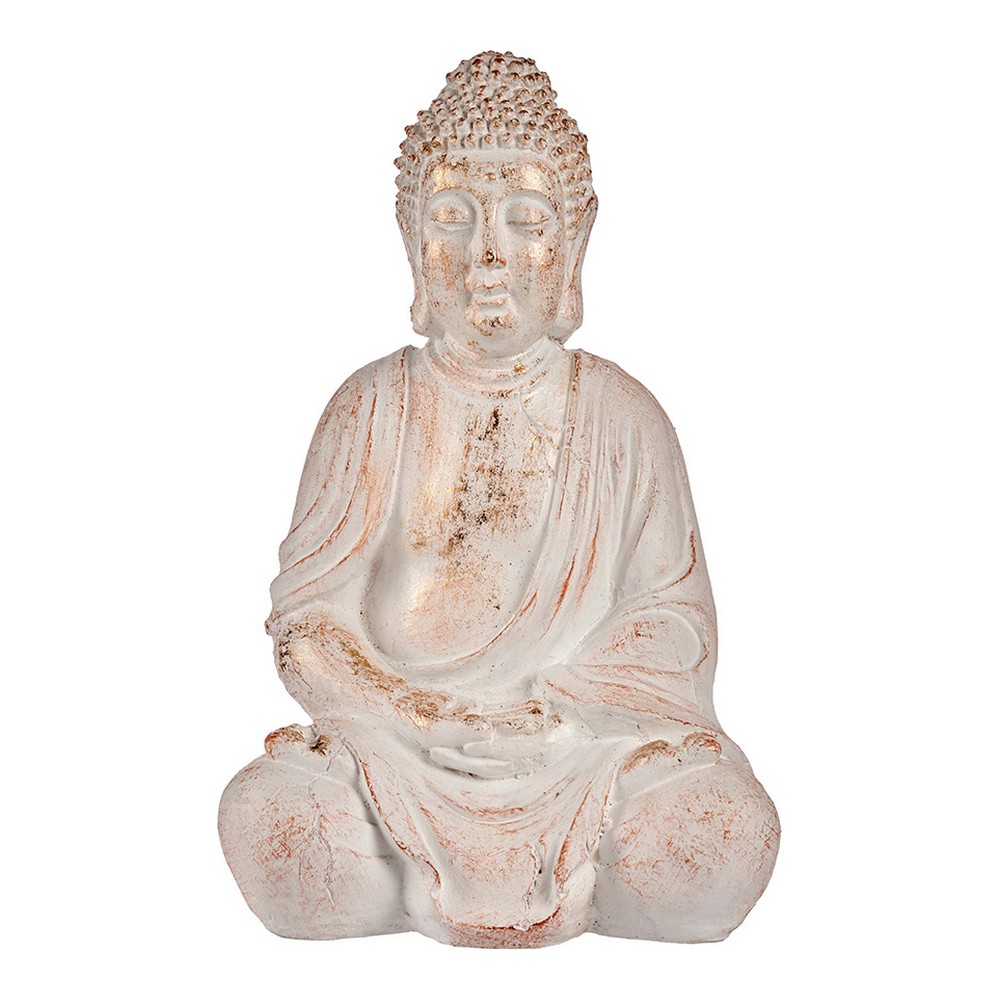 Dekorativ Trädgårdsfigur Ibergarden Vit Gyllene Polyresin 24,5 x 50 x 31,8 cm Buddha