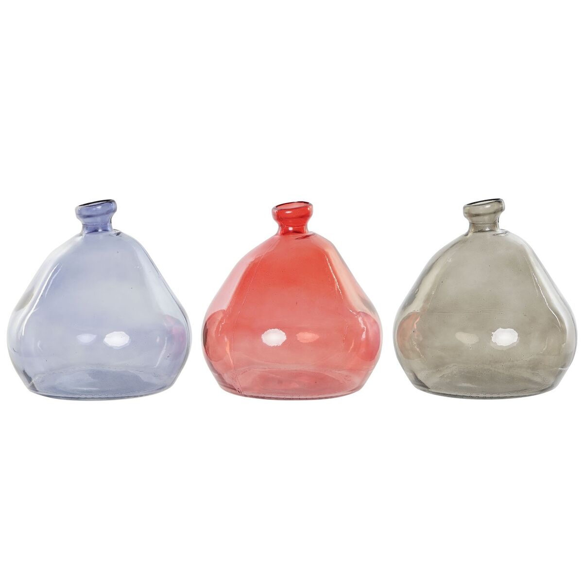 Vas DKD Home Decor Svart Röd Marinblå Härdat glas 17 x 17 x 18 cm (3 antal)
