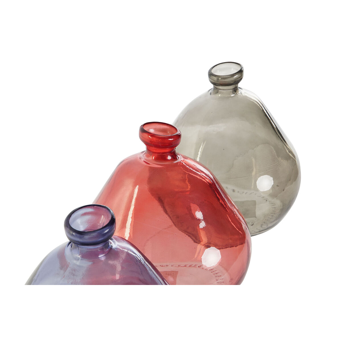 Vas DKD Home Decor Svart Röd Marinblå Härdat glas 17 x 17 x 18 cm (3 antal) - 3