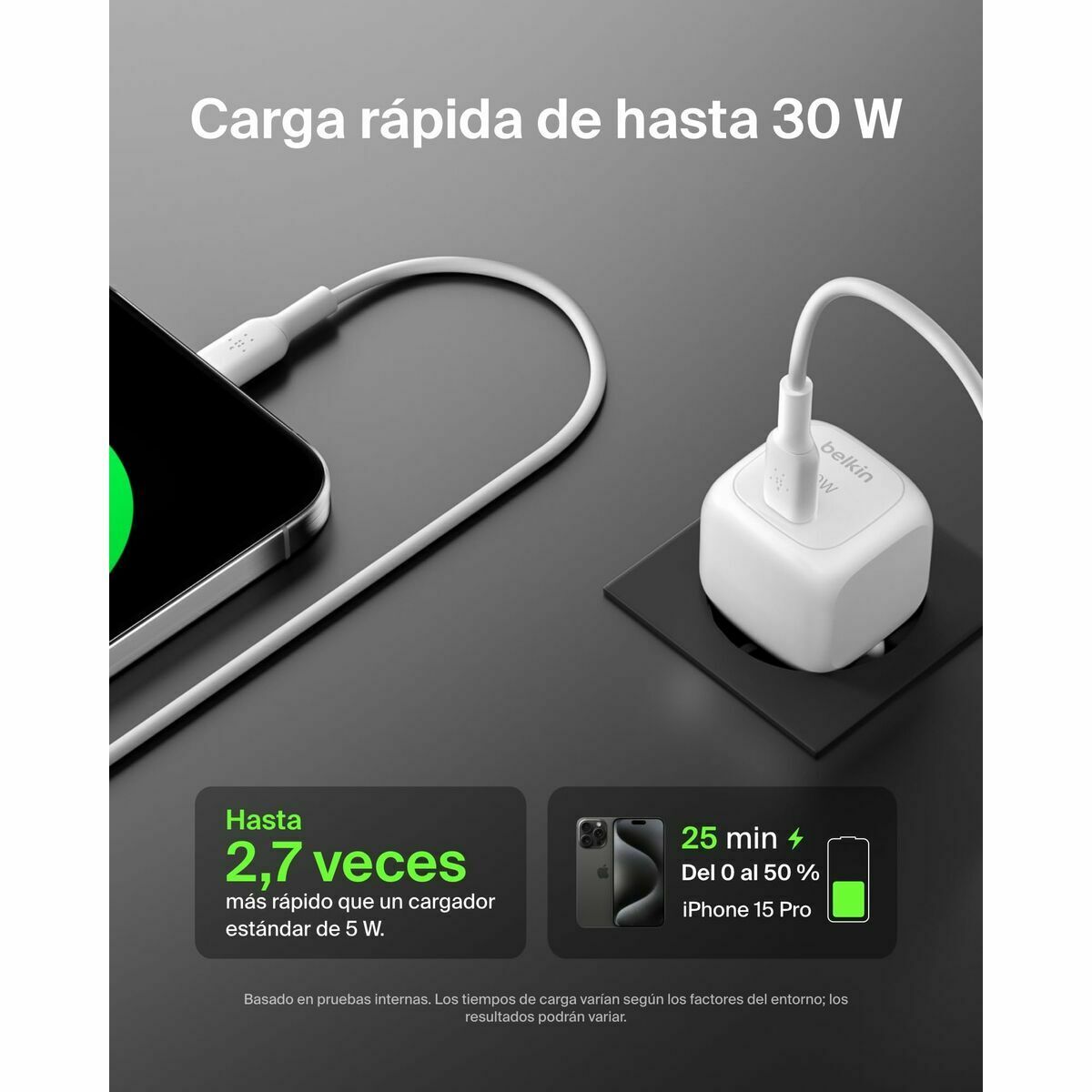 Kabel Lightning Belkin WCA008KQWH Vit 30 W