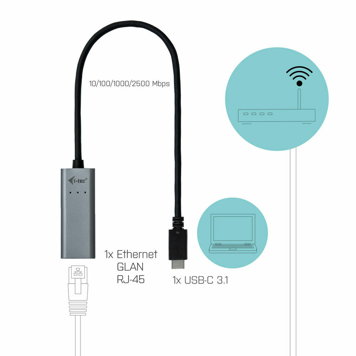 USB till Ethernet Adapter i-Tec C31METAL25LAN - 2
