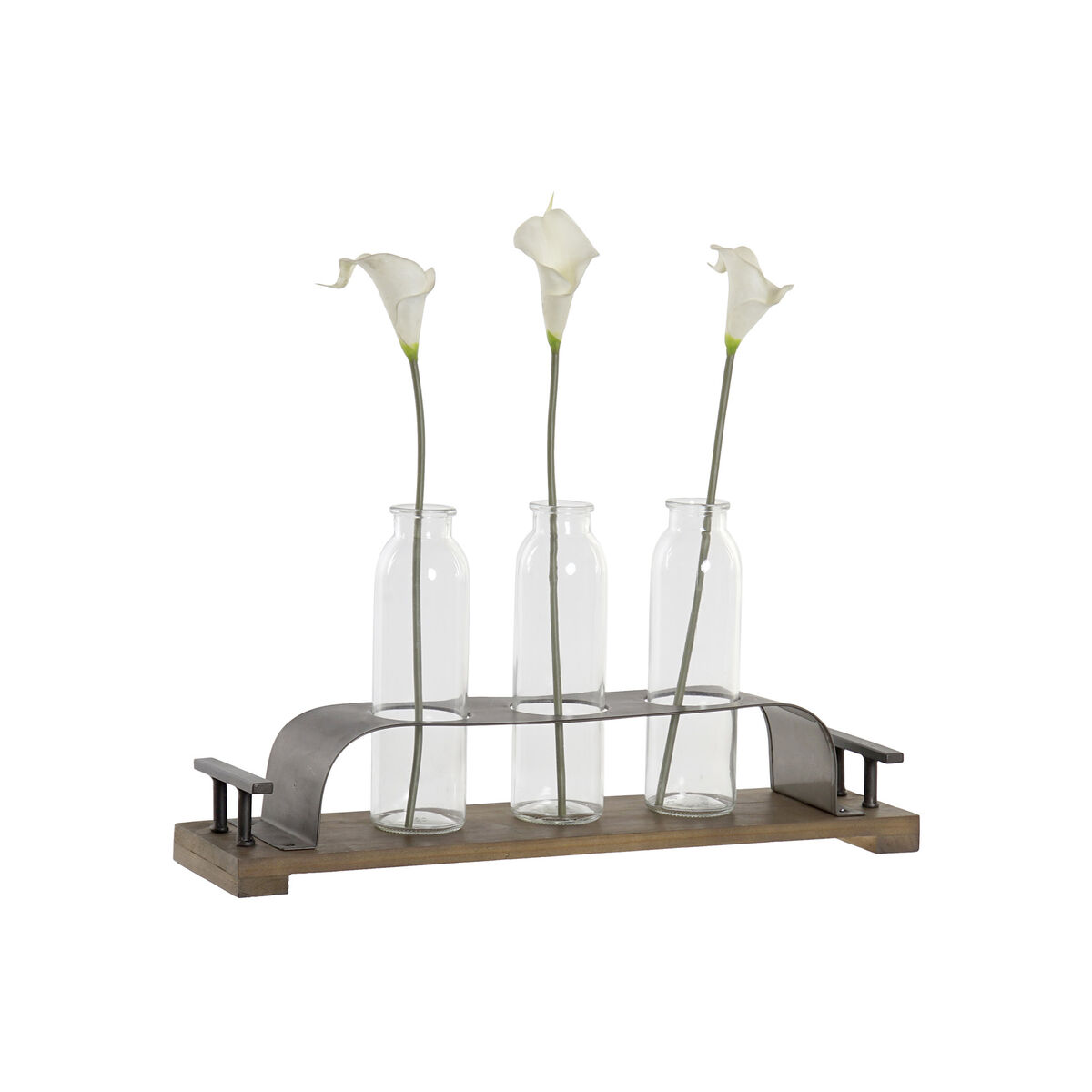 Vas DKD Home Decor Brun Svart Metall Glas 45 x 11 x 22 cm (3 Delar) - 2
