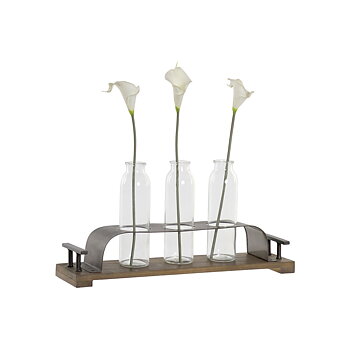 Vas DKD Home Decor Brun Svart Metall Glas 45 x 11 x 22 cm (3 Delar)