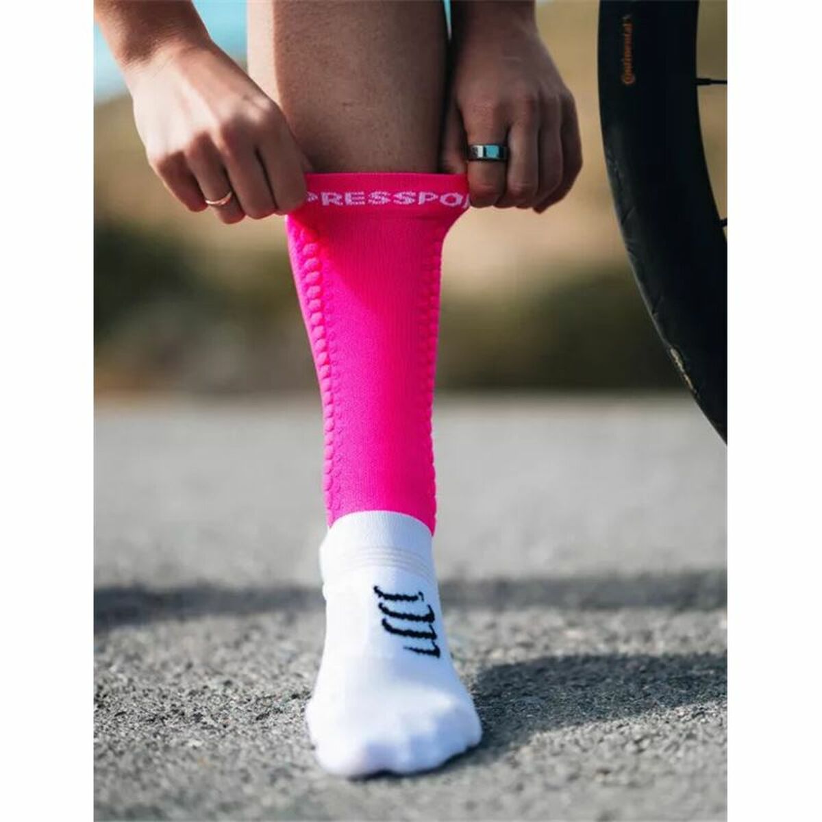 Sportstrumpor Compressport Pro Racing Mörkrosa - 3