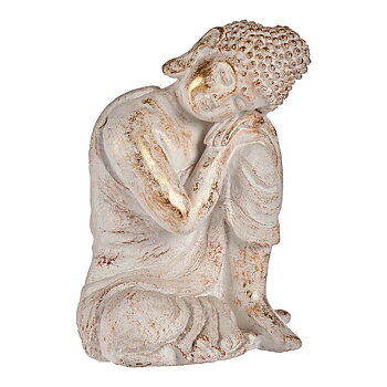 Dekorativ Trädgårdsfigur Ibergarden Vit Gyllene Polyresin 28,5 x 43,5 x 37 cm Buddha