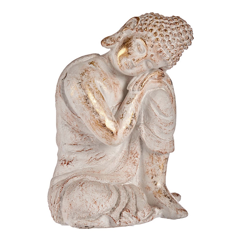 Dekorativ Trädgårdsfigur Ibergarden Vit Gyllene Polyresin 28,5 x 43,5 x 37 cm Buddha