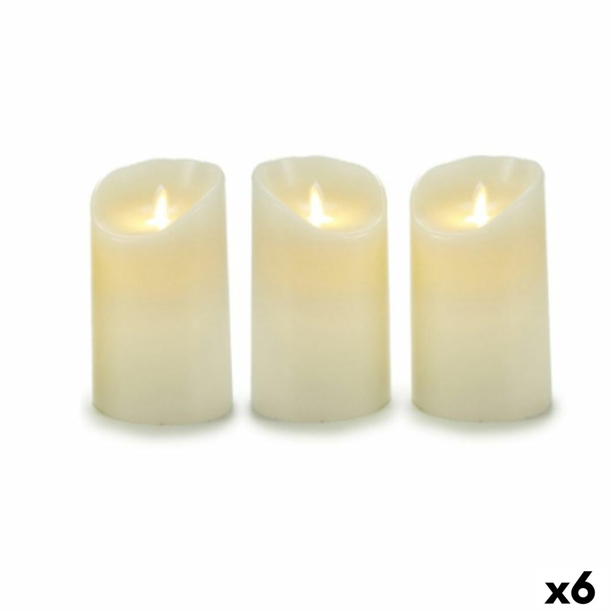 Set med levande ljus Oscillation LED Kräm 8 x 13 x 8 cm (6 antal) - 3