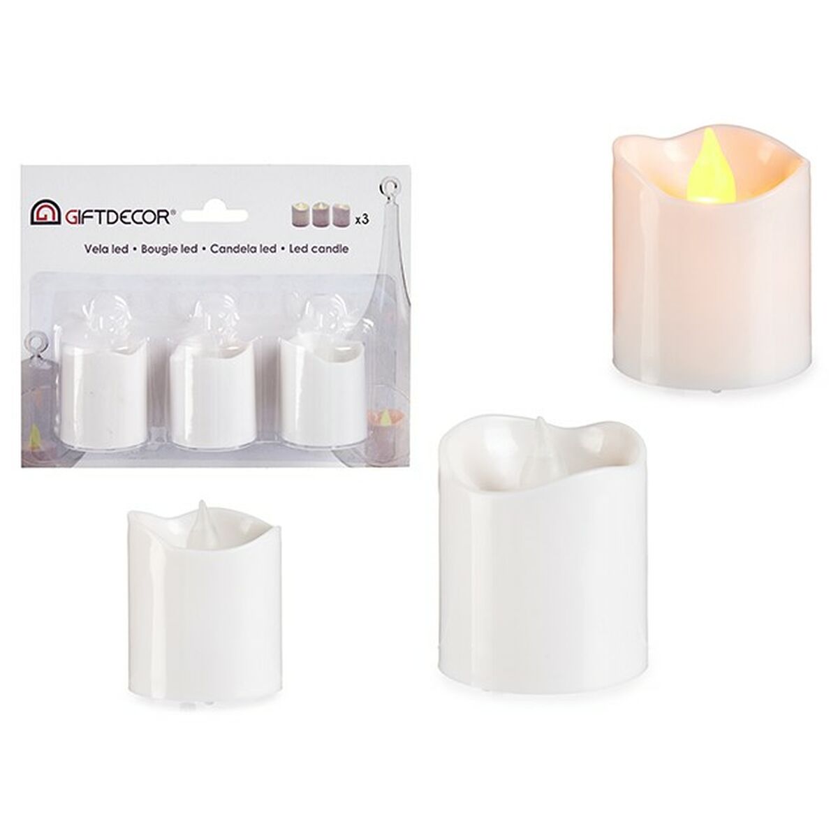 Set med levande ljus Gift Decor Vit 18 x 14 x 4 cm 3,7 x 3,7 x 5 cm (12 antal) - 5