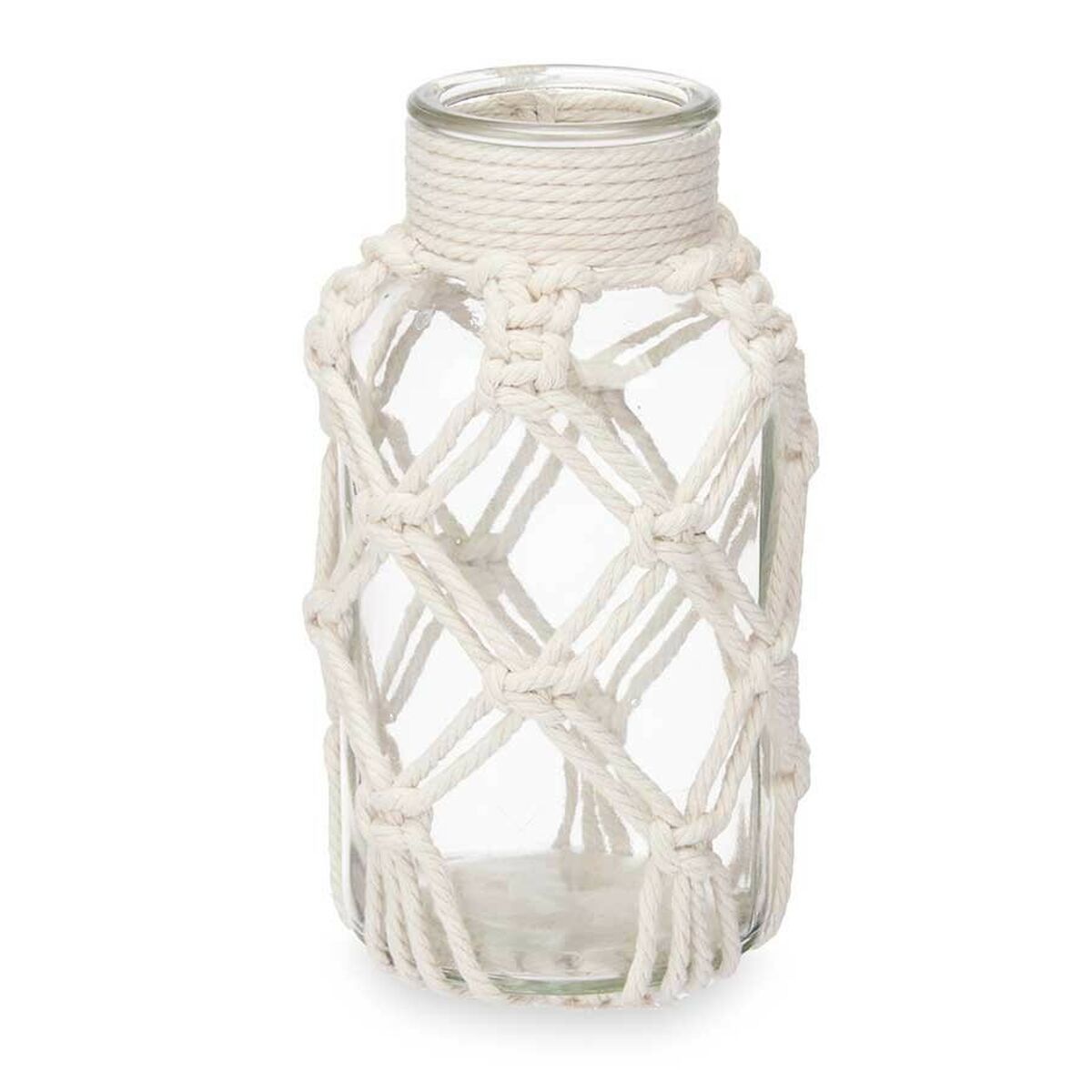 Vas Vit Tyg Glas 9 x 17 x 9 cm (12 antal) Makramé - 3