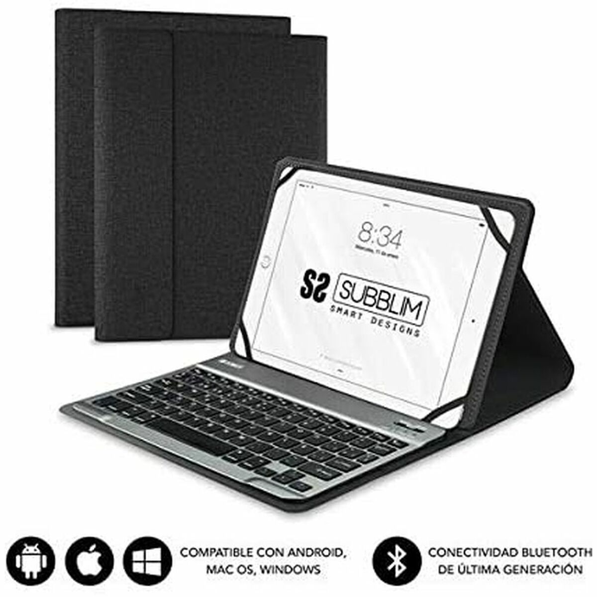 Väska till Läsplatta och Tangentbord Subblim SUB-KT2-BT0001 10.1" Svart Qwerty Spanska QWERTY Bluetooth