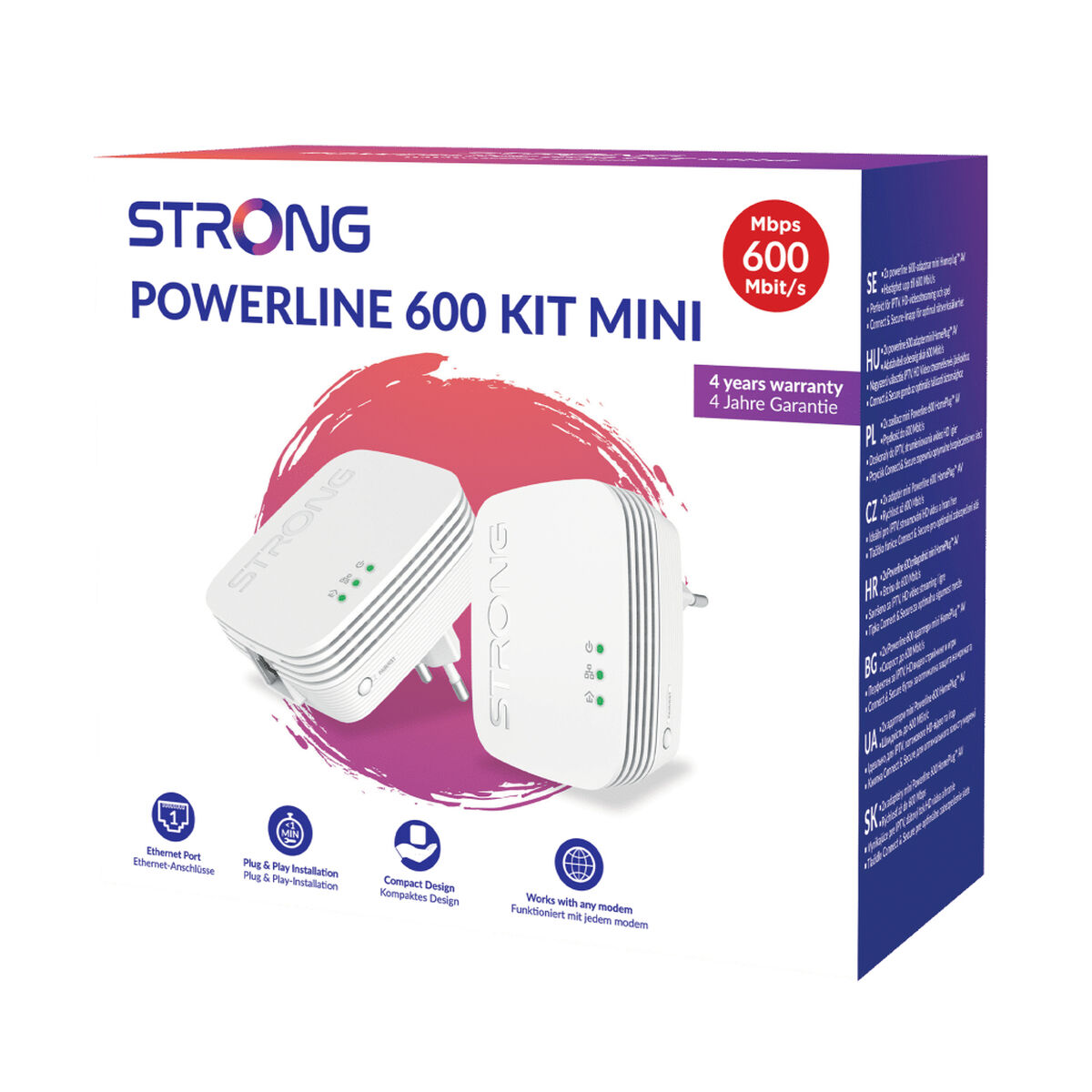 Kraftledning STRONG POWERL600DUOMINI Vit - 5
