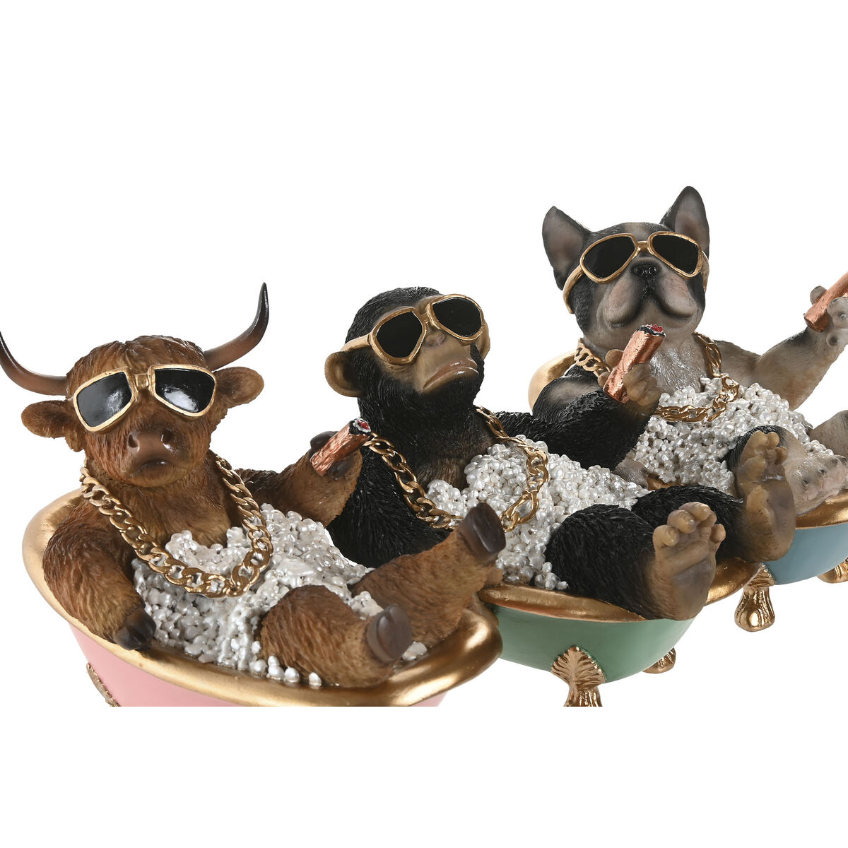 Prydnadsfigur Home ESPRIT Svart Multicolour 20 X 14,5 X 15,5 CM (3 antal) - 3