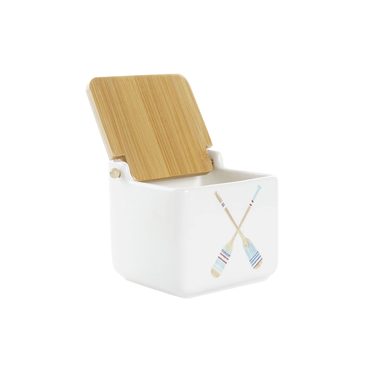 Saltkar med lock DKD Home Decor Havsblå Multicolour Bambu Dolomite 12,5 x 12,5 x 11,5 cm - 5