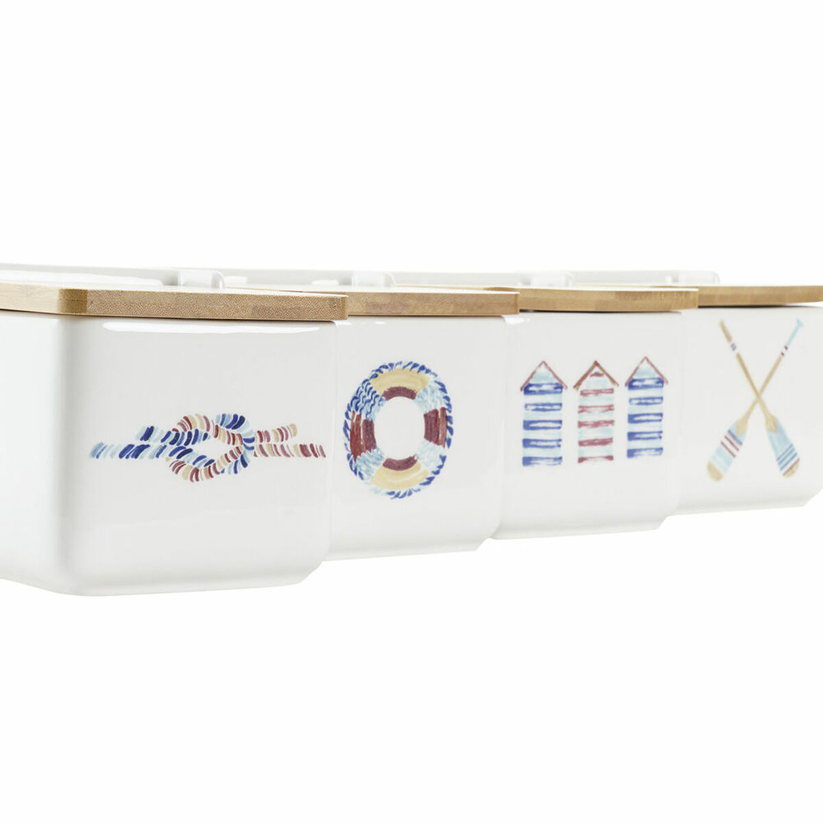 Saltkar med lock DKD Home Decor Havsblå Multicolour Bambu Dolomite 12,5 x 12,5 x 11,5 cm - 7