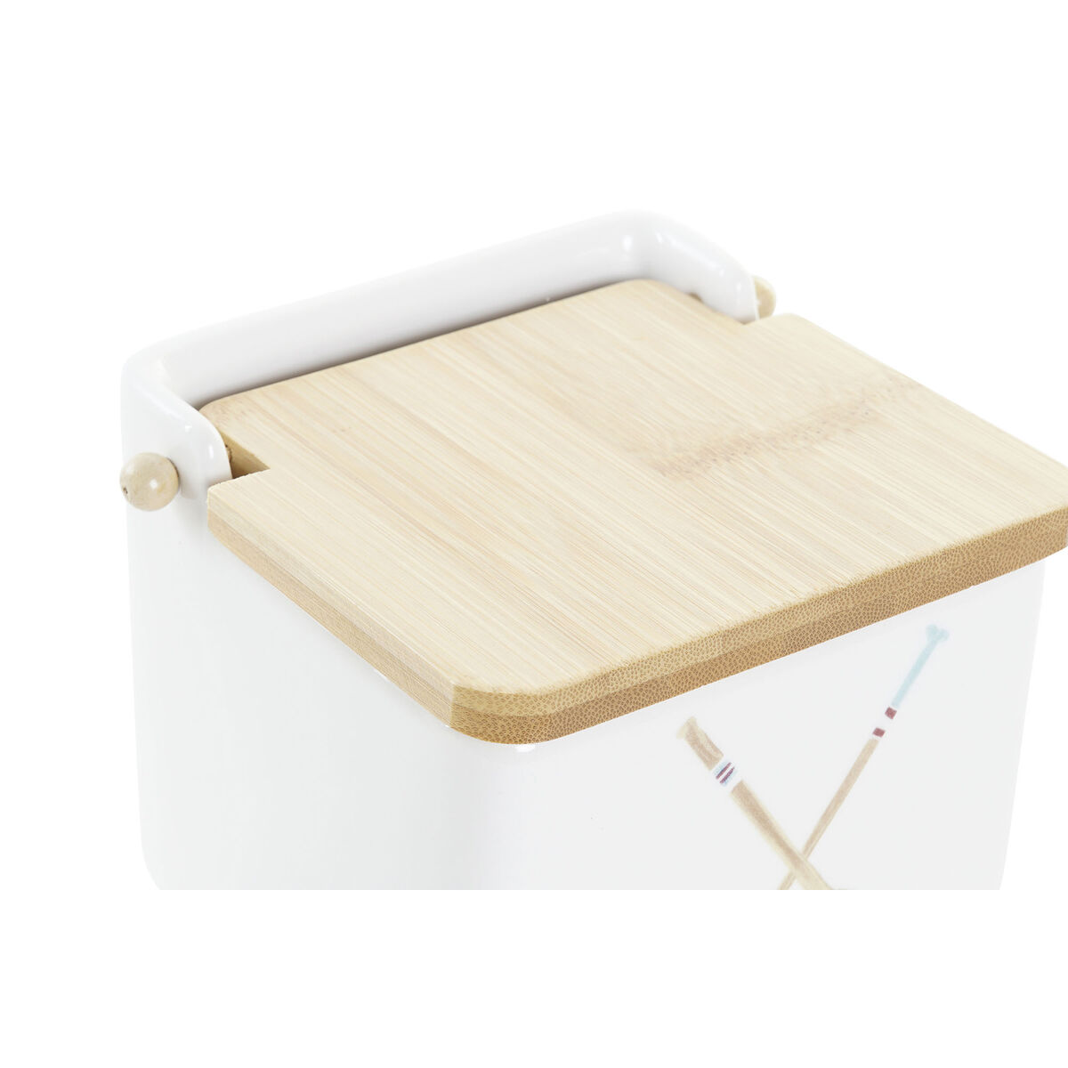 Saltkar med lock DKD Home Decor Havsblå Multicolour Bambu Dolomite 12,5 x 12,5 x 11,5 cm - 6