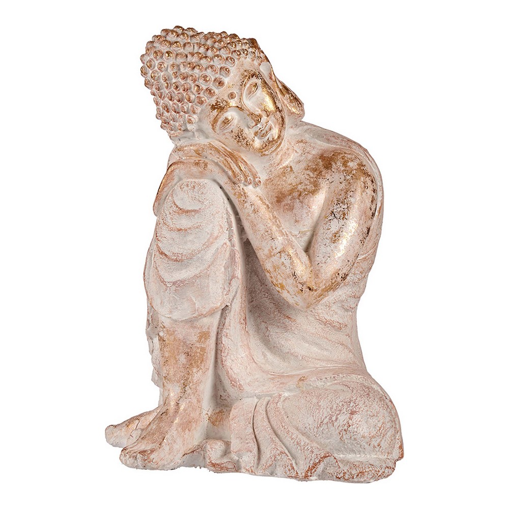 Dekorativ Trädgårdsfigur Ibergarden Vit Gyllene Polyresin 35,5 x 54,5 x 42 cm Buddha