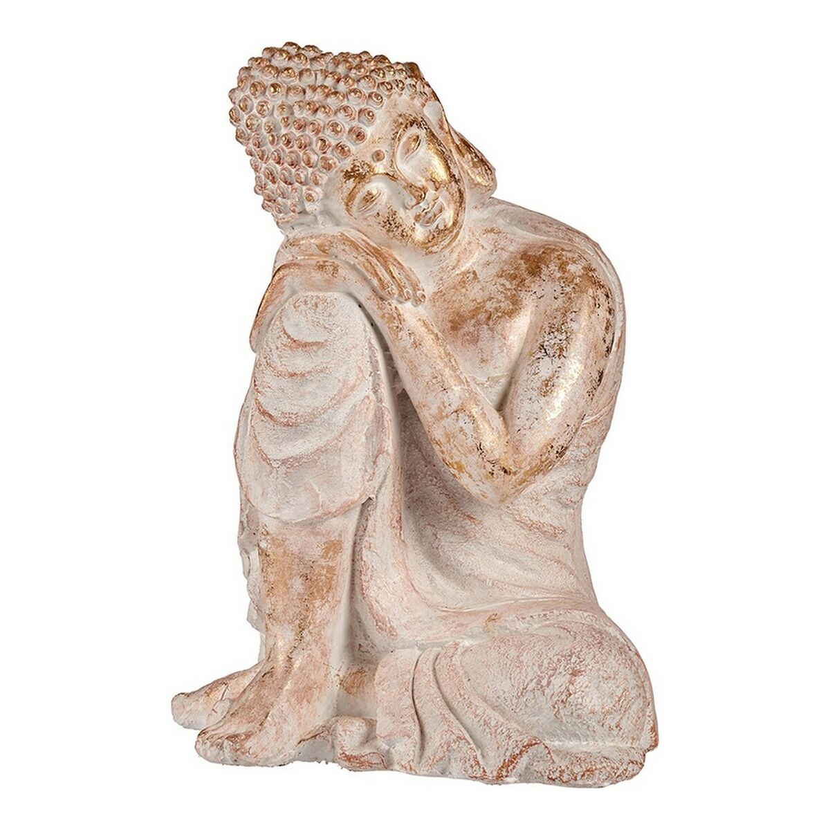 Dekorativ Trädgårdsfigur Ibergarden Vit Gyllene Polyresin 35,5 x 54,5 x 42 cm Buddha - 2