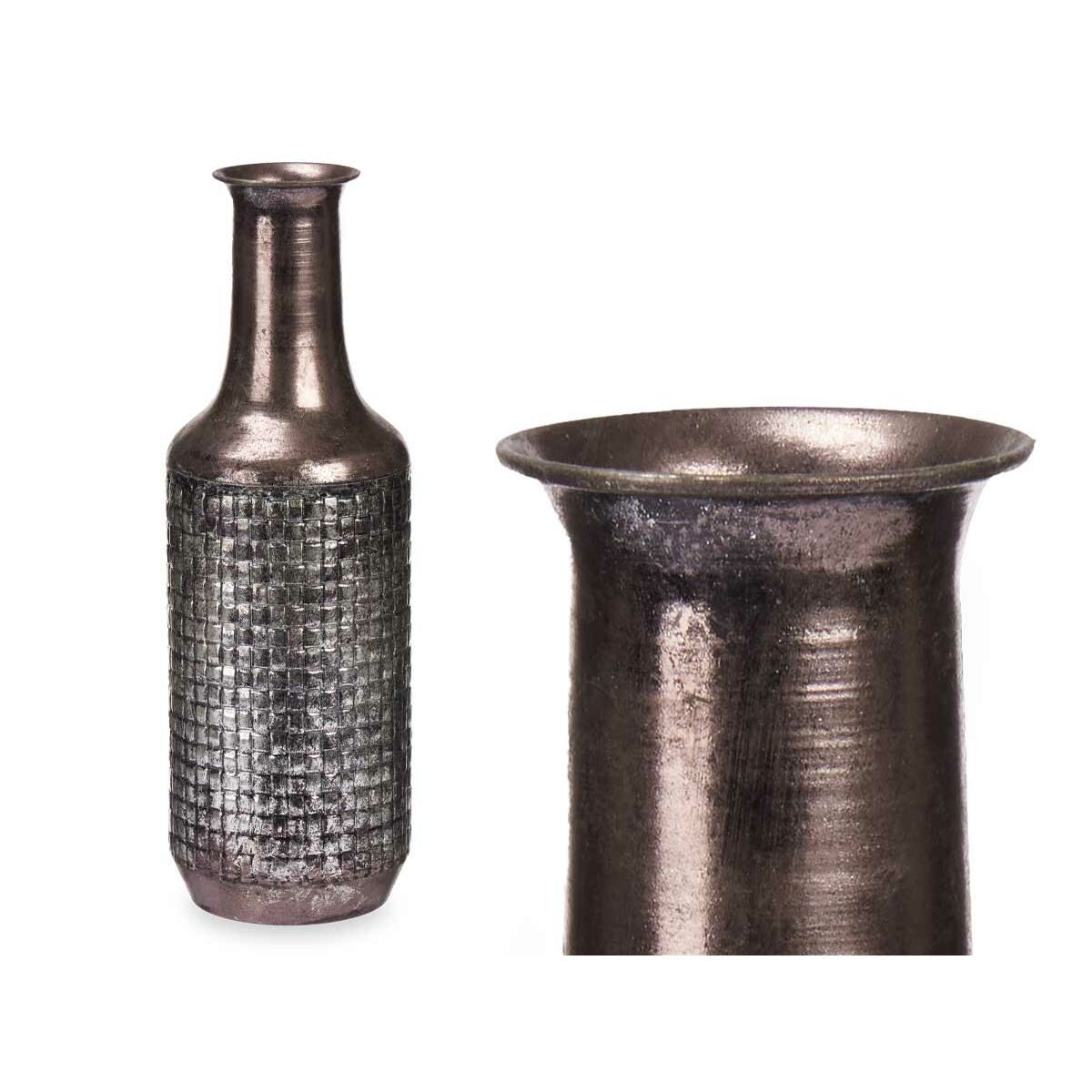 Vas Silvrig Metall 14 x 46 x 14 cm (4 antal) Med relief - 3