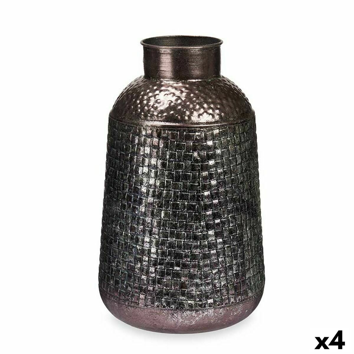 Vas Silvrig Metall 22,5 x 39,5 x 22,5 cm (4 antal) Med relief