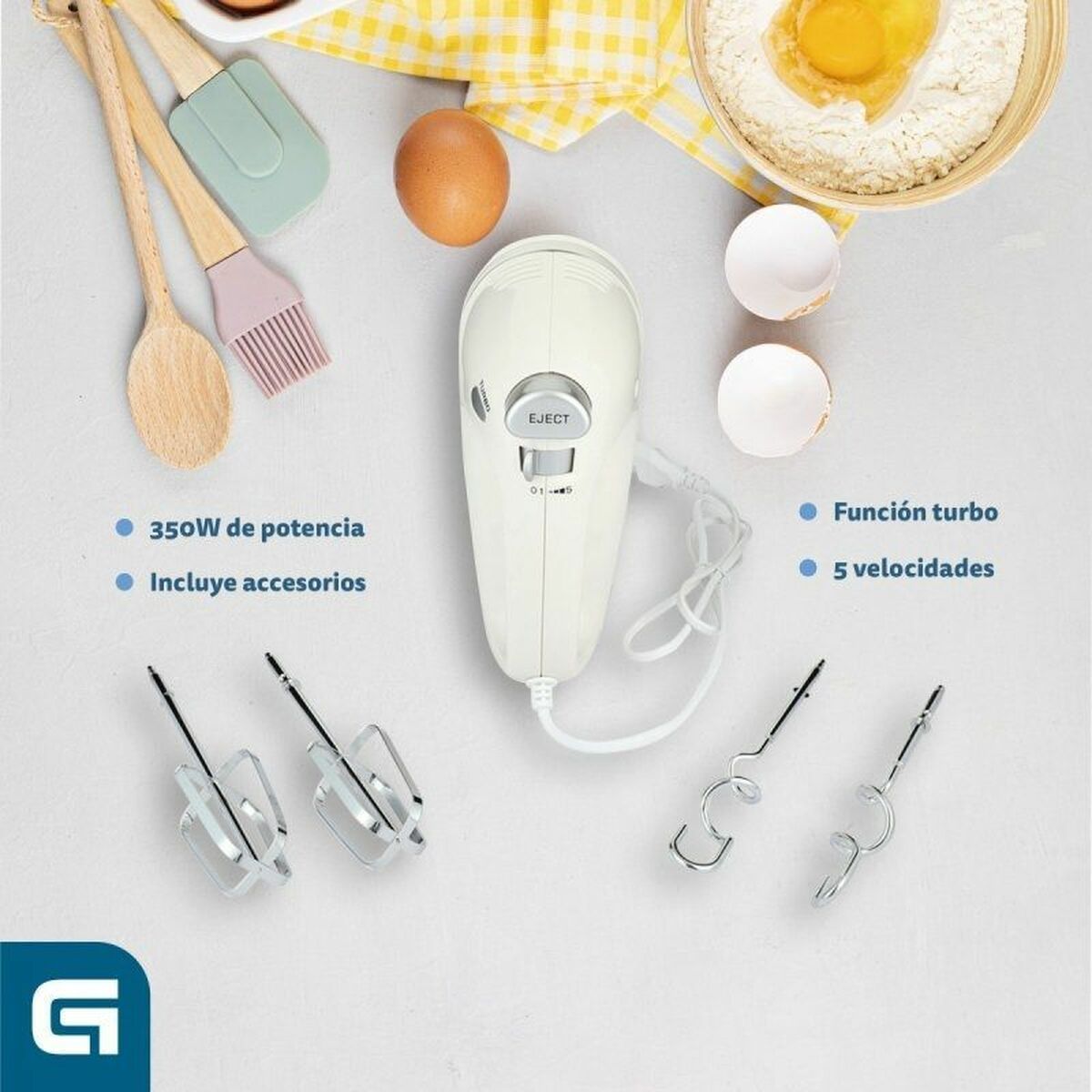 Blender-Mixer Grunkel AM-350TURB05BOWL 350 W Vit 1 L 2 L - 3