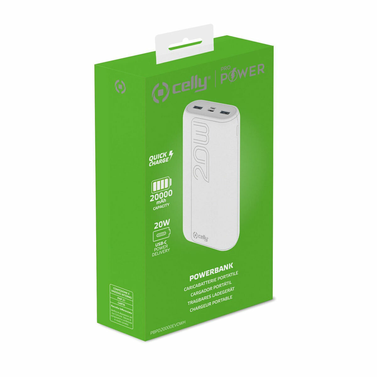 Powerbank Celly PBPD20000EVOWH Vit - 3