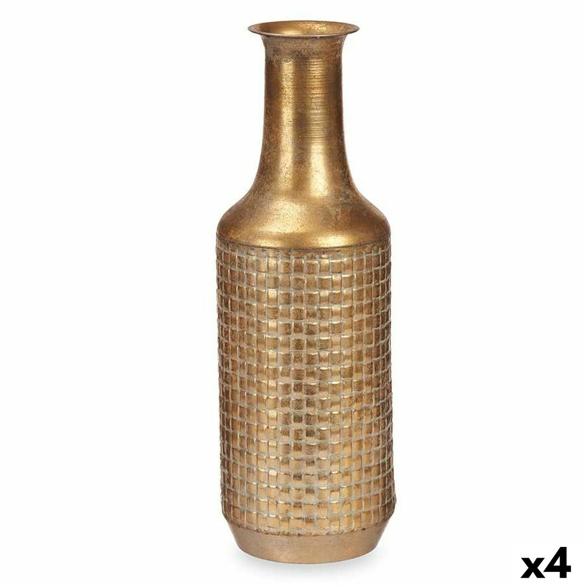 Vas Gyllene Metall 14 x 46 x 14 cm (4 antal) Med relief