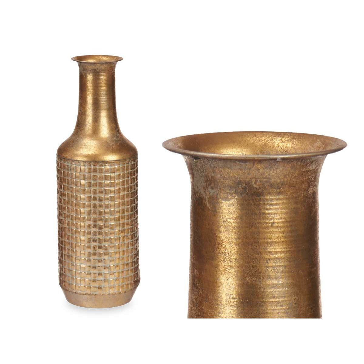 Vas Gyllene Metall 14 x 46 x 14 cm (4 antal) Med relief - 3