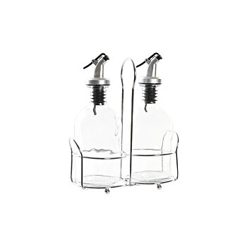 Oljeflaska DKD Home Decor Vinägerflaska Transparent Metall Glas (2 antal) (2 pcs)