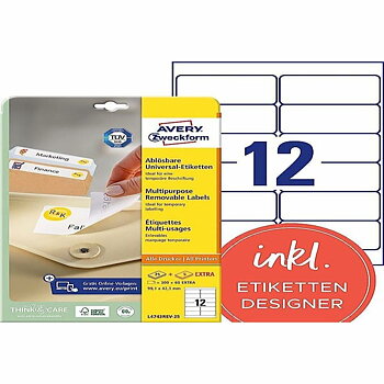 Etiketter Avery L4743REV-25 Vit Papper (Renoverade D)