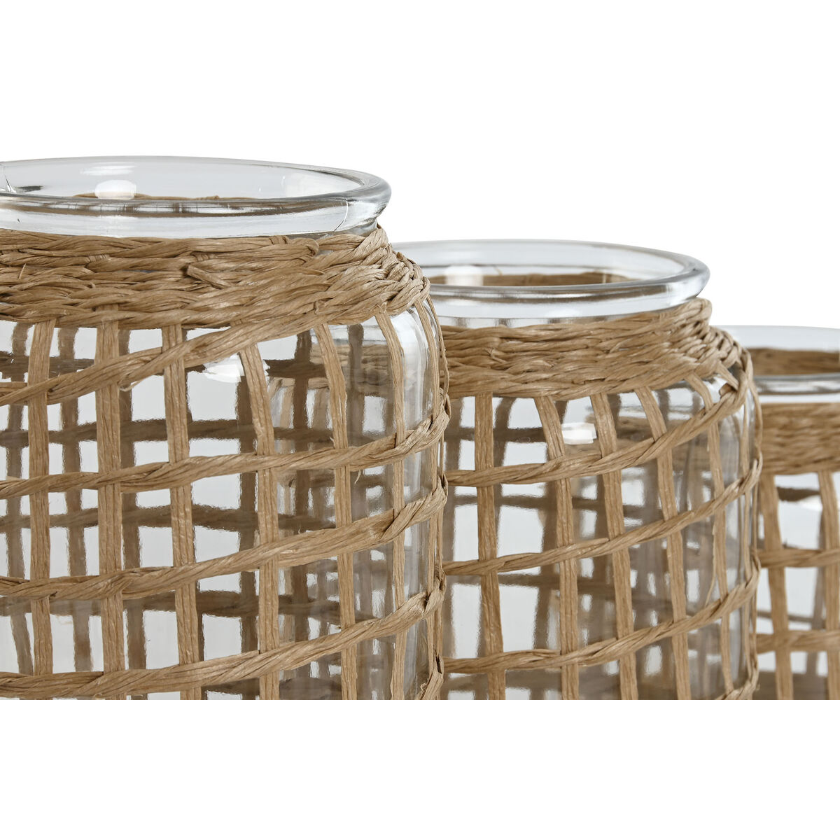 Vas Home ESPRIT Naturell Glas 16,5 x 16,5 x 27 cm (3 Delar) - 2