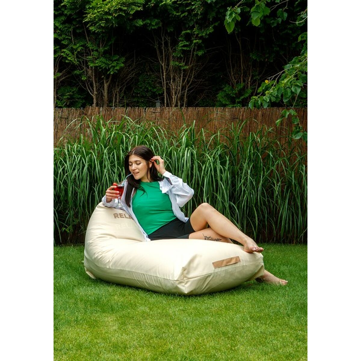 Puff GO GIFT Beige Oxford tejido antidesgarros - 4