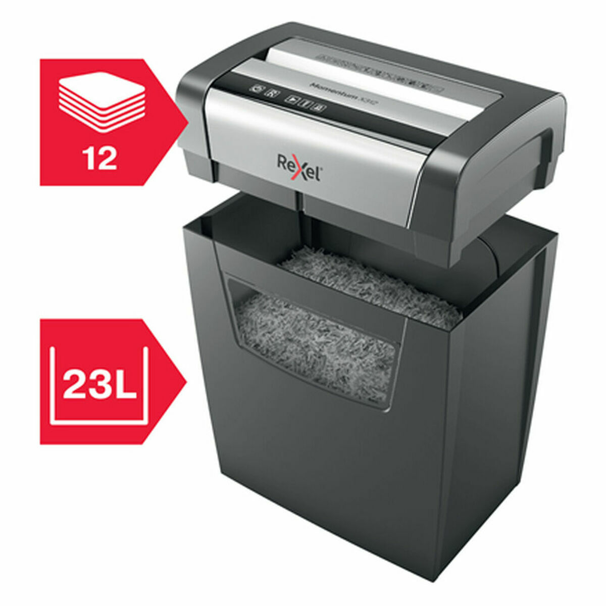 Dokumentförstörare Rexel Momentum X312 23 L 12 Blad - 3