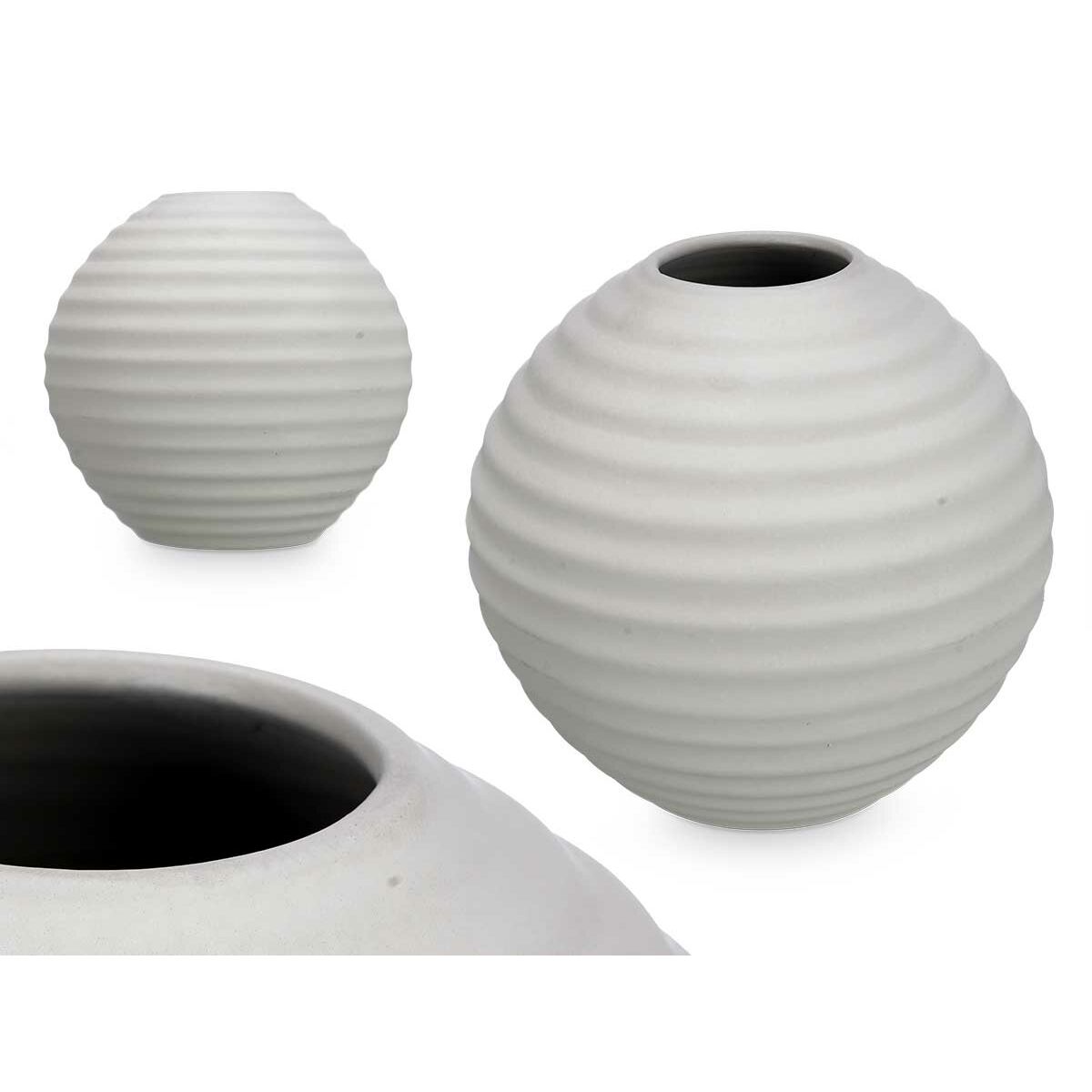 Vas Grå Keramik 25 x 25 x 25 cm (3 antal) Sfär - 2