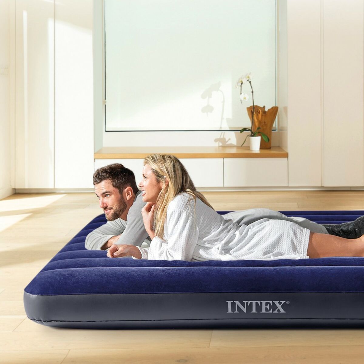 Uppblåsbar madrass Intex Beam Standard Classic Downy 183 x 25 x 203 cm - 4