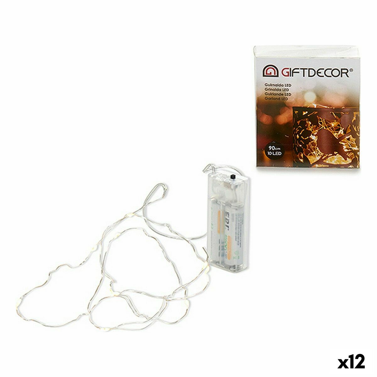 LED-krans Gift Decor Transparent 90 cm 7,5 x 2,2 x 8,5 cm (12 antal) - 3