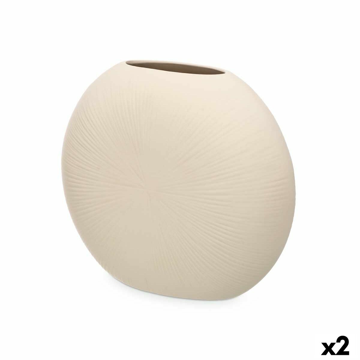 Vas Beige Keramik 36 x 34 x 16 cm (2 antal) Rund