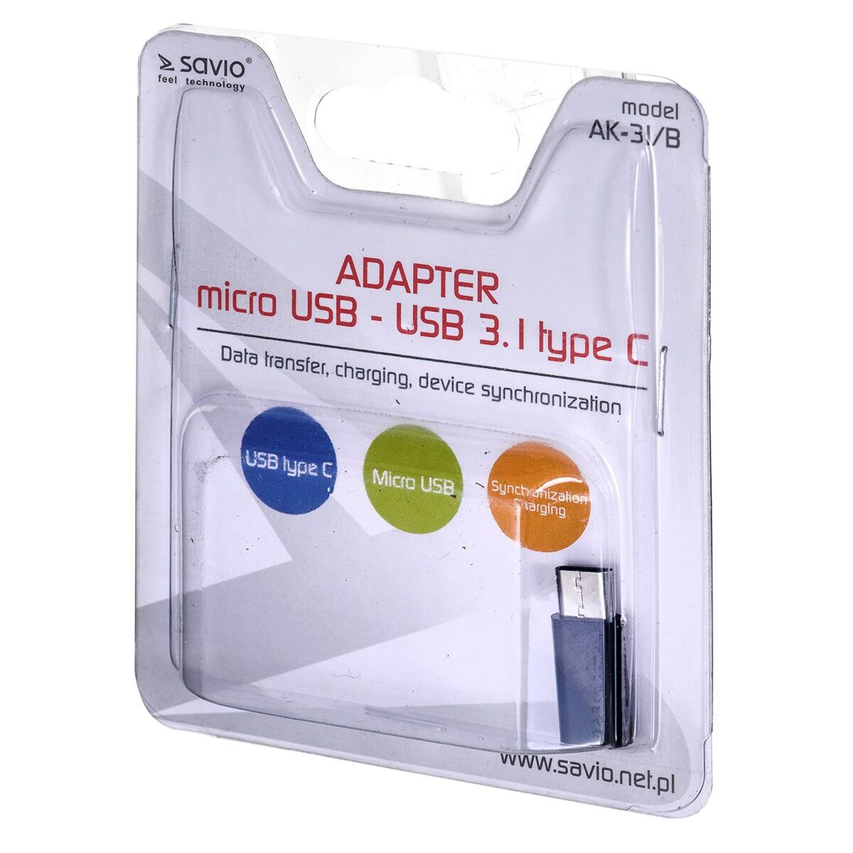 Adapter micro-USB till USB-C Savio AK-31 / B - 3