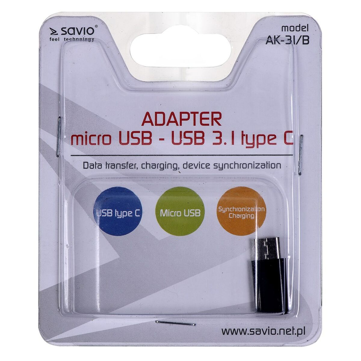 Adapter micro-USB till USB-C Savio AK-31 / B - 2