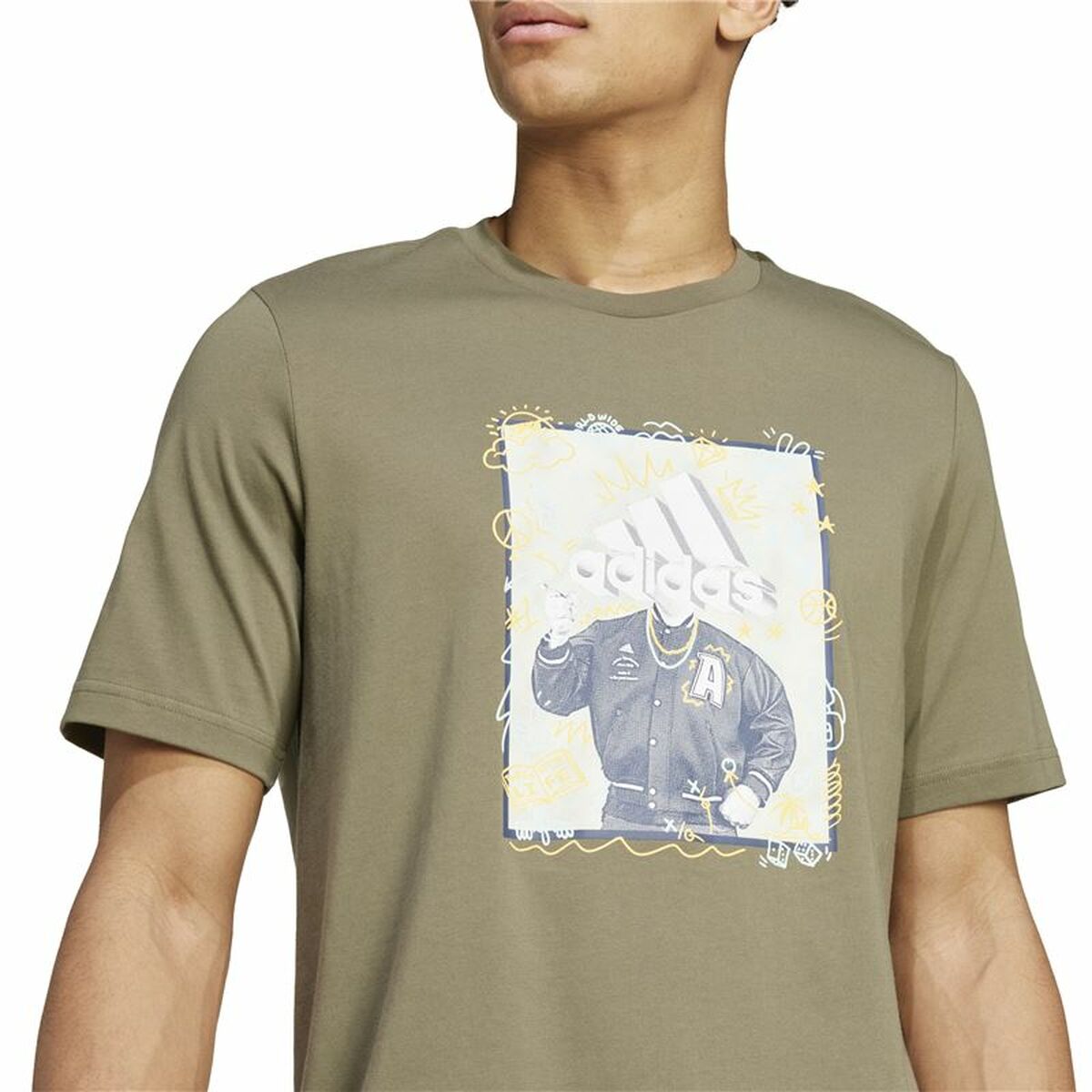T-shirt med kortärm Herr Adidas Doodle Graphic Grön - 3