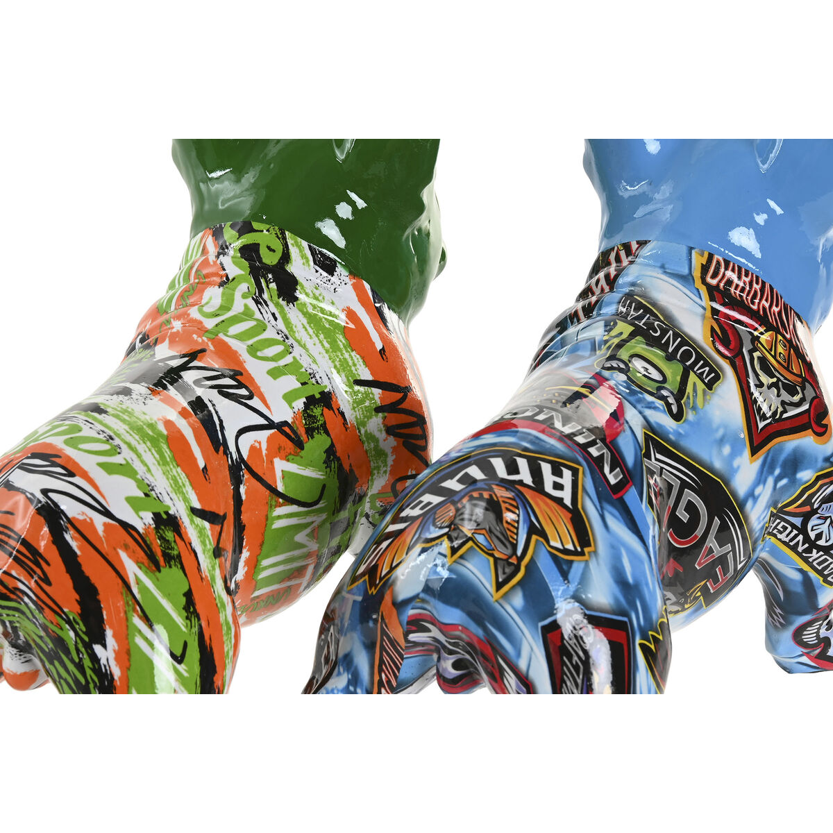 Prydnadsfigur Home ESPRIT Blå Grön Multicolour Hund (2 antal) - 3