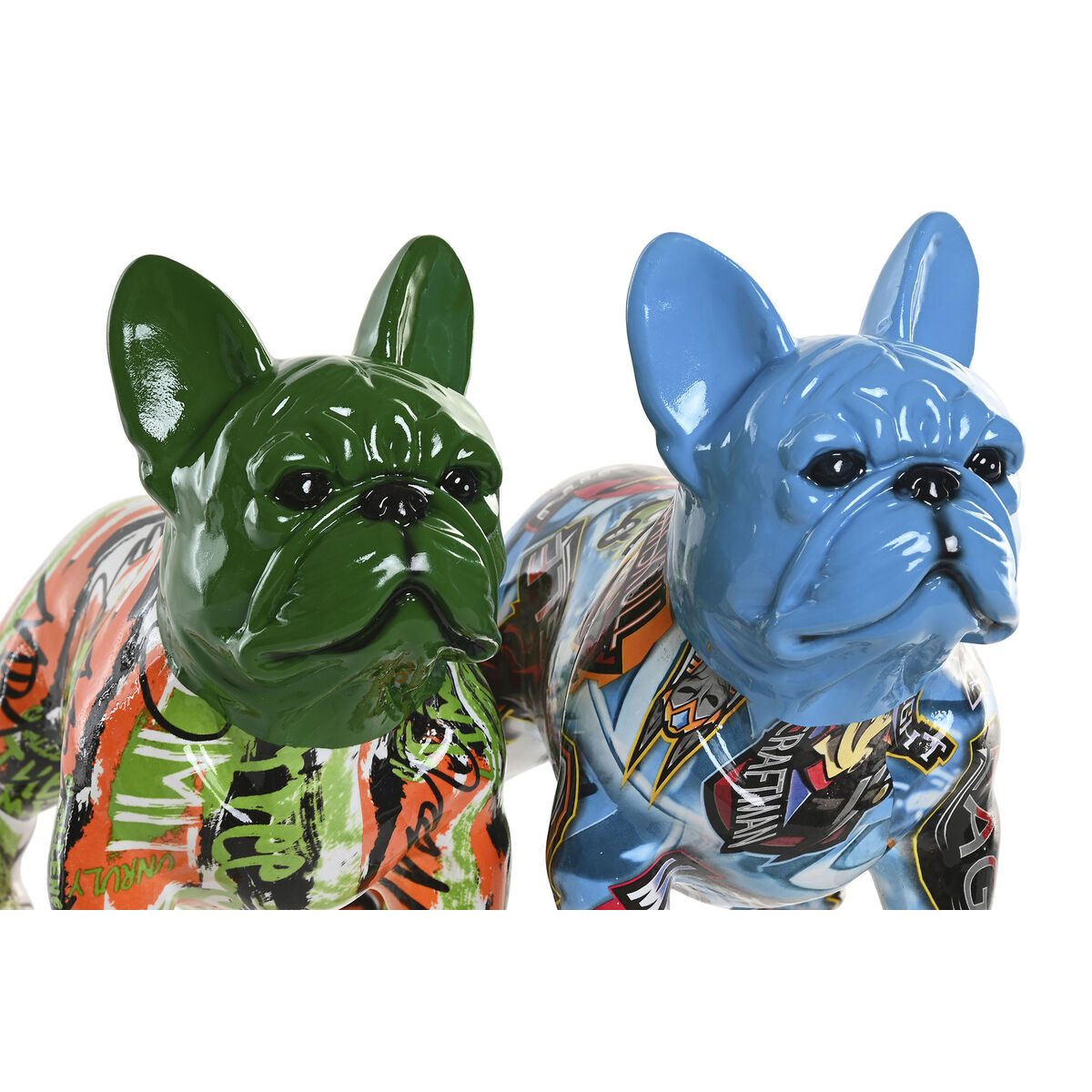 Prydnadsfigur Home ESPRIT Blå Grön Multicolour Hund (2 antal) - 2