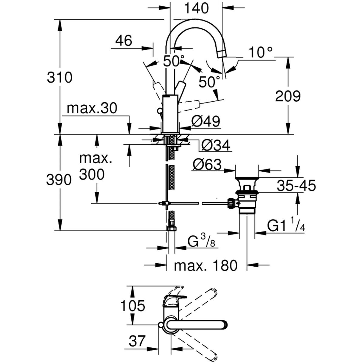 Blandare Grohe 23811000 Metall - 5