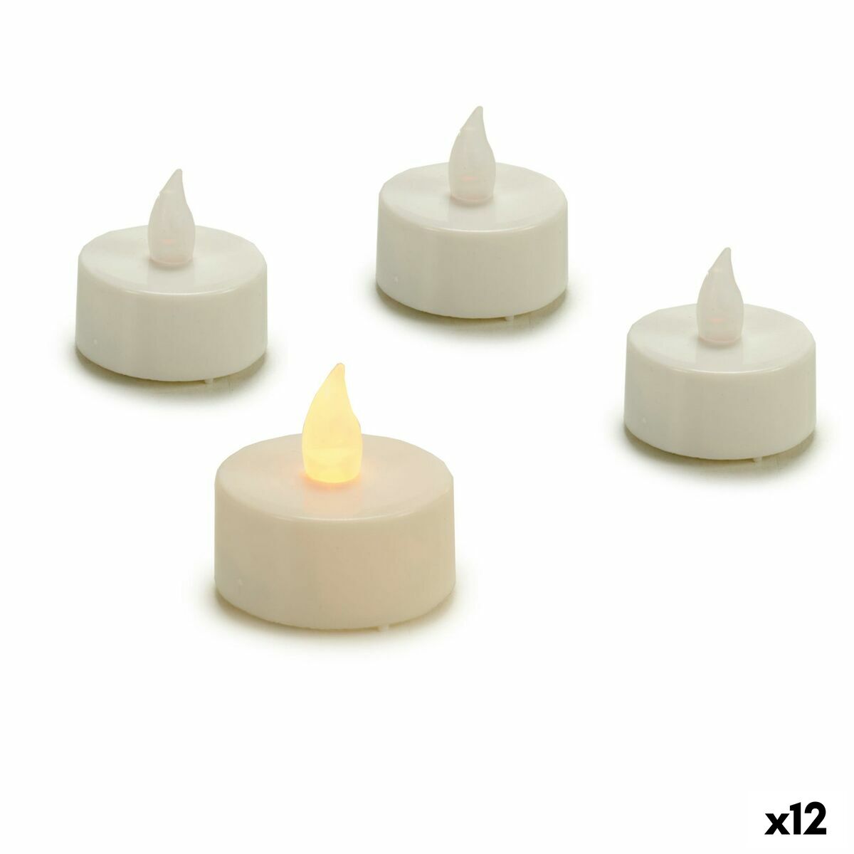 Set med levande ljus Gift Decor Vit 4 x 4 x 3,7 cm 13,5 x 17 x 4 cm LED (12 antal) - 4