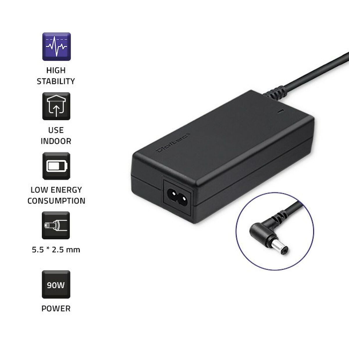 Laptopladdare Qoltec 50076.90W 90 W - 3