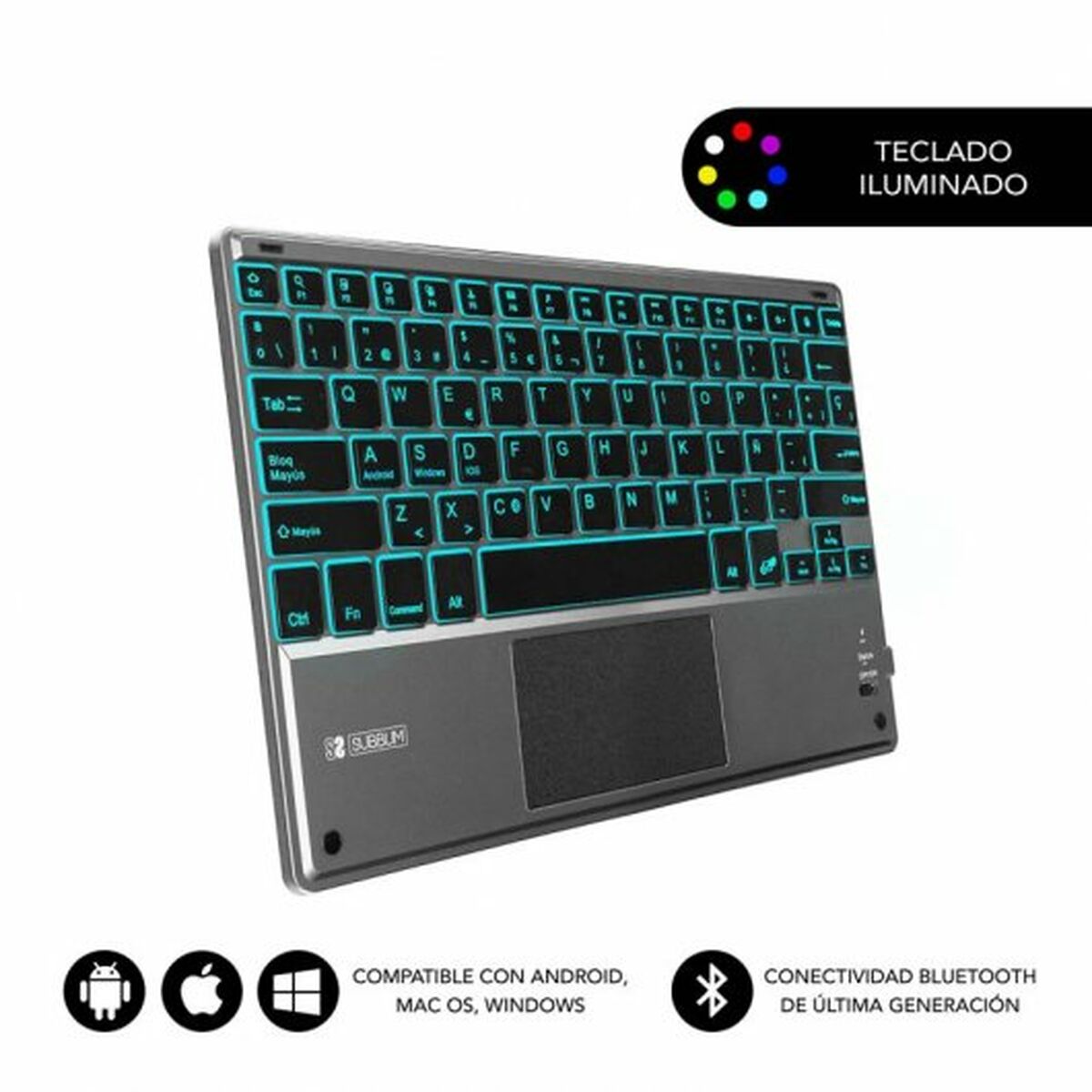 Tangentbord med Styrplatta Subblim SUB-KBT-SMBT51 Grå Multicolour Qwerty Spanska QWERTY - 2