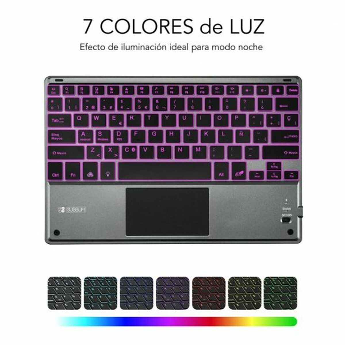 Tangentbord med Styrplatta Subblim SUB-KBT-SMBT51 Grå Multicolour Qwerty Spanska QWERTY - 6