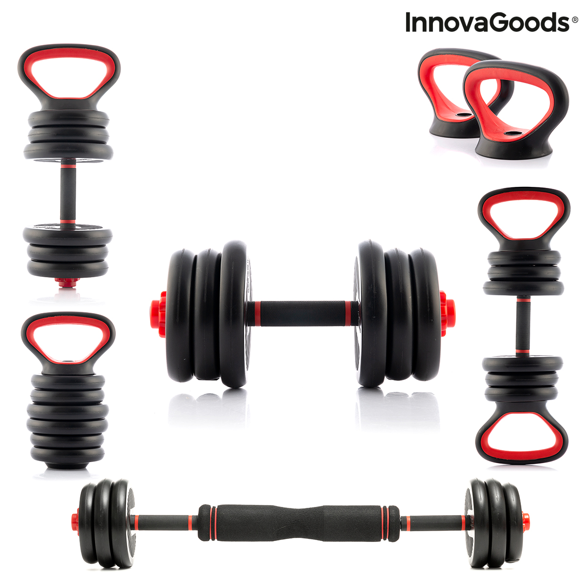 6-i-1 uppsättning justerbara vikter med träningsguide Sixfit InnovaGoods - 4