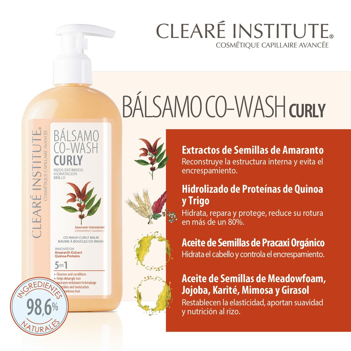 Lockdefinierande vätska Clearé Institute Wash Curly 300 ml - 3