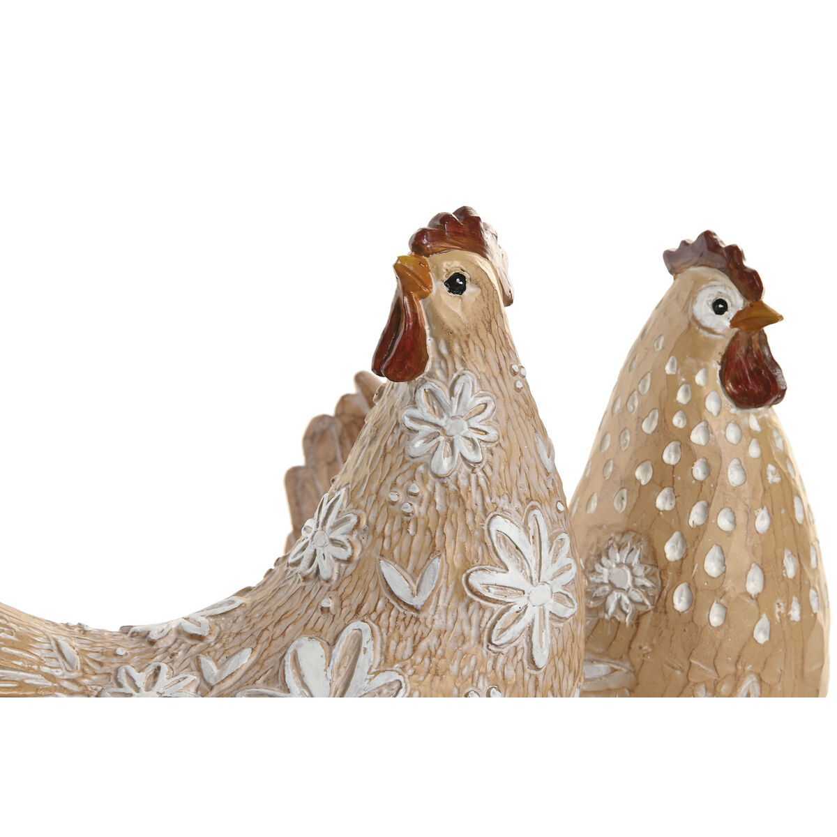 Prydnadsfigur Home ESPRIT Vit Naturell Höna Tupp 22,5 X 10 X 23,5 CM (2 antal) - 2